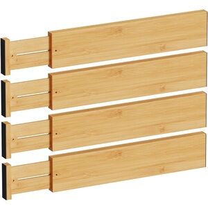 New Open Box BAMEOS 4" High Drawer Dividers Bamboo Separators Organization Expan
